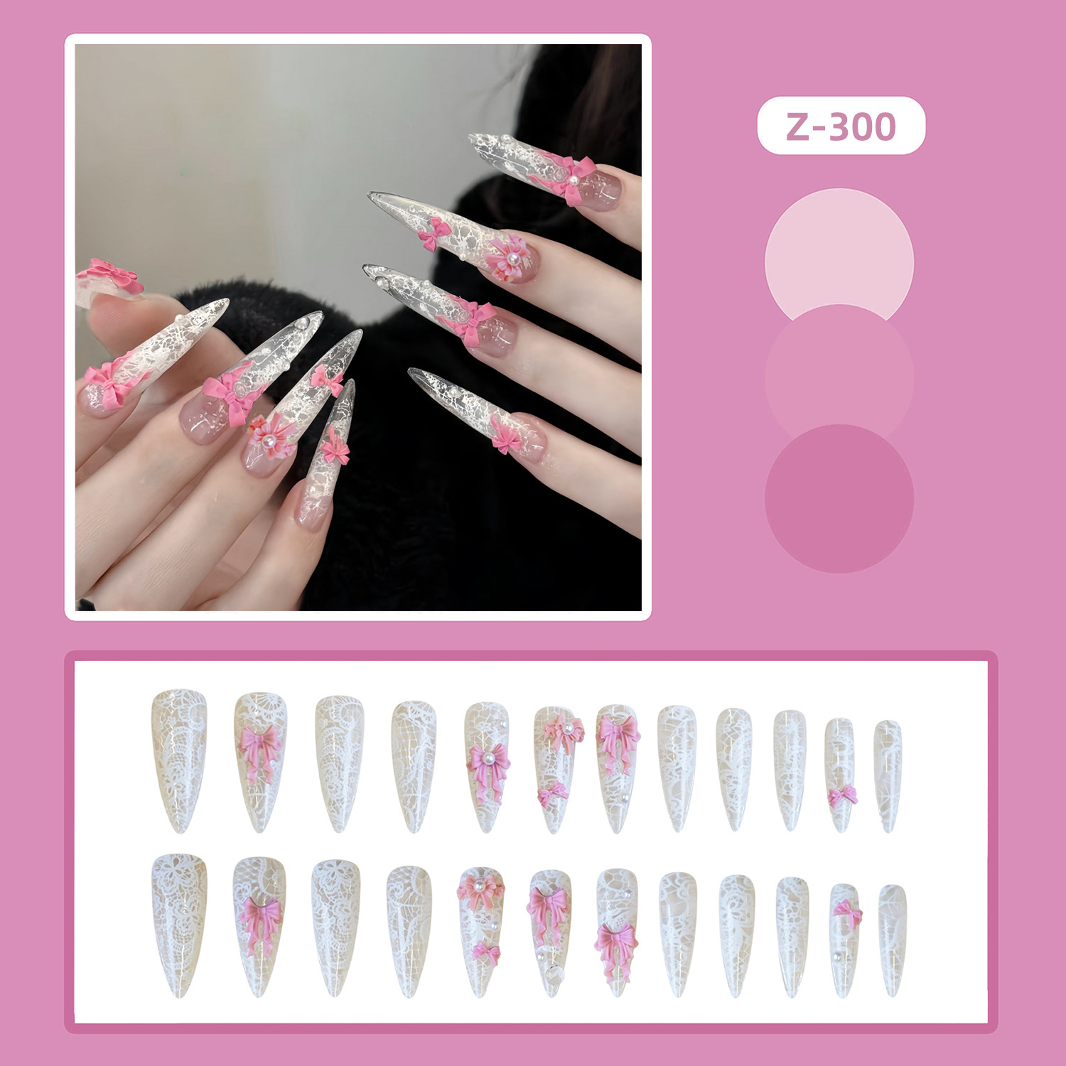 24 faux ongles roses et blancs - 3D Printing Ptc avis et prix